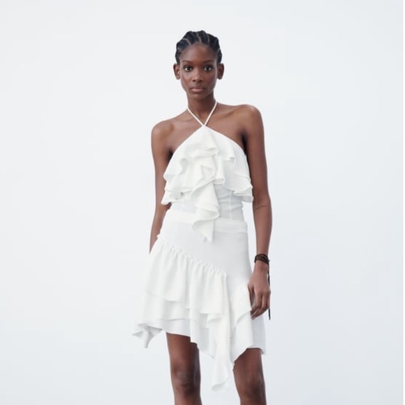 Zara White Ruffle Midi Skirt - Picture 1 of 2